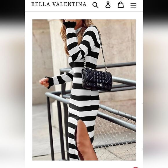 Vella Valentina Striped Midi Long Sleeve Dress small - Picture 2 of 15